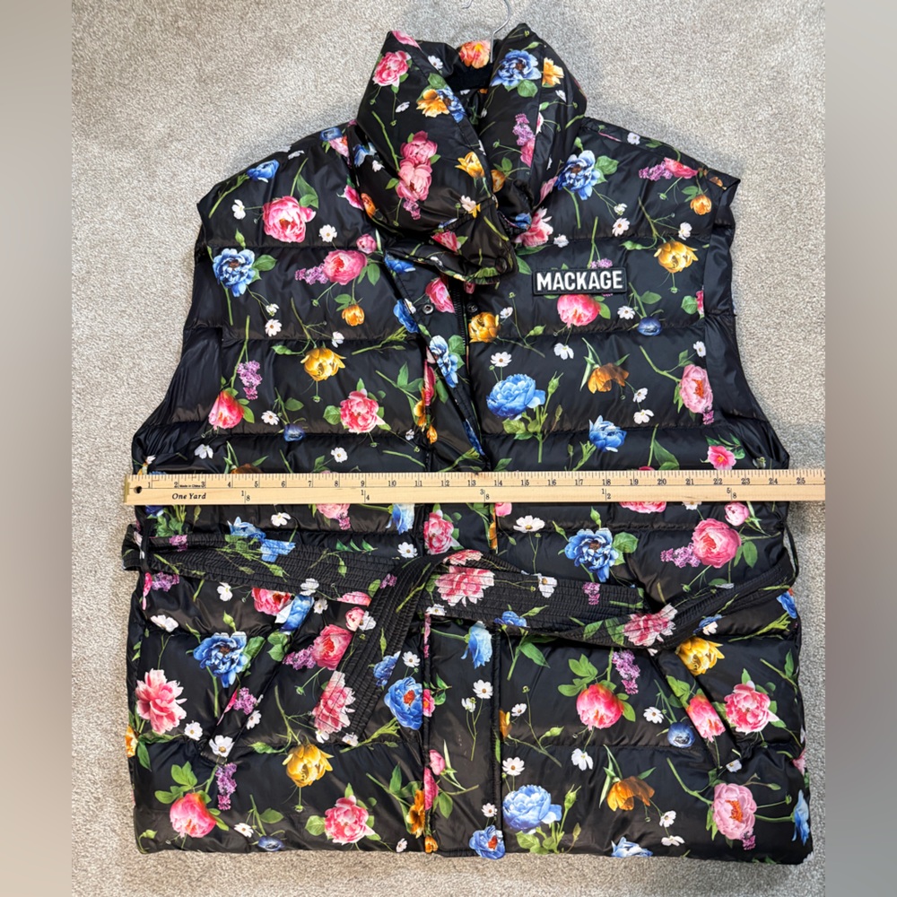 Mackage Zerina Floral Puffer Vest - Black with Multicolor Flowers - sz Large - Picture 7 of 16